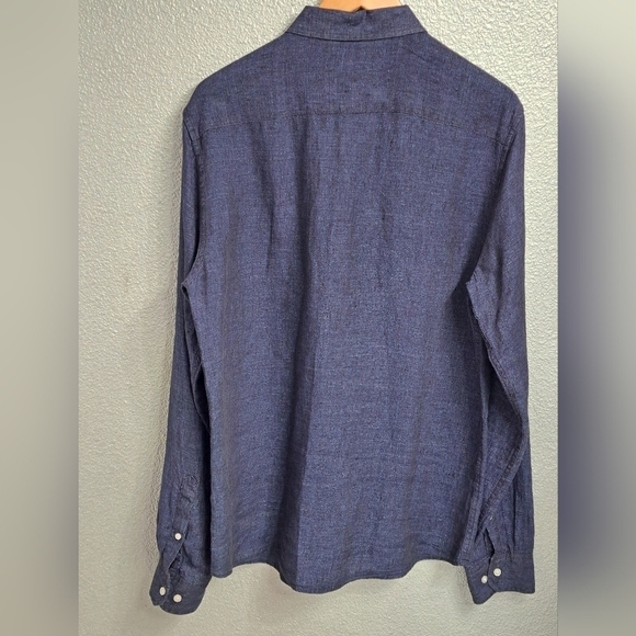Banana Republic 100% Linen Navy Blue Untucked Shirt - Picture 8 of 9